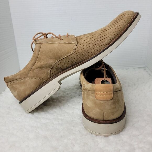 Ecco Danish Design Oxford Derby Mens Size 13 Perforated Tan Suede Leather - Picture 5 of 10